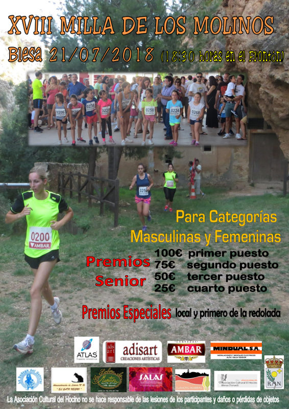 Cartel anunciador XVIII milla de los molinos de Blesa (Teruel) 2018