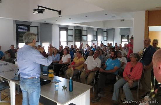 22 de junio de 2024. II fiesta del río Aguasvivas en Blesa (Teruel). Charla río Aguasvivas, por J. San Román, preguntas contaminación aguas