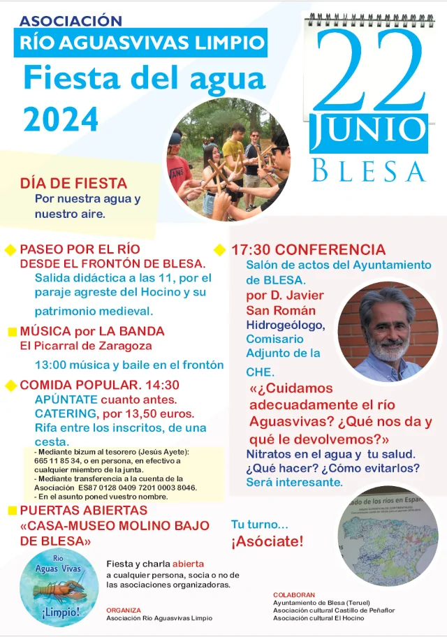 Cartel de la II fiesta del agua. Río Aguasvivas.