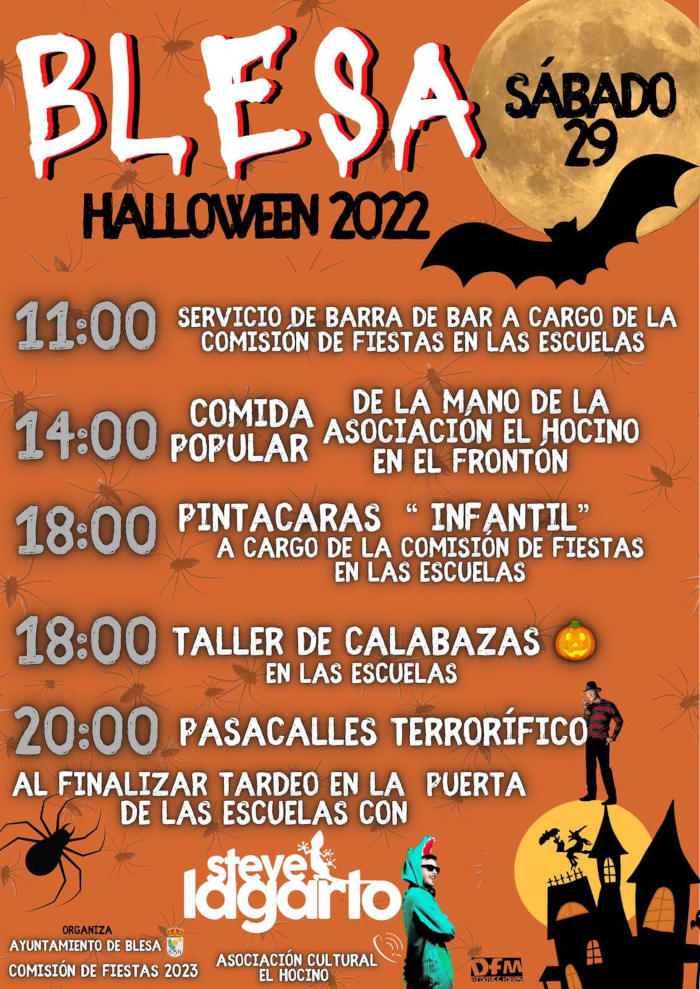 Cartel de la fiesta de Halloween 2022 en Blesa