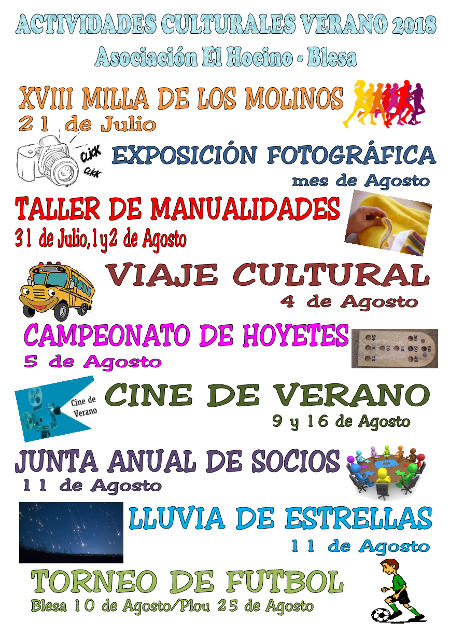 Cartel de actividades de verano 2018