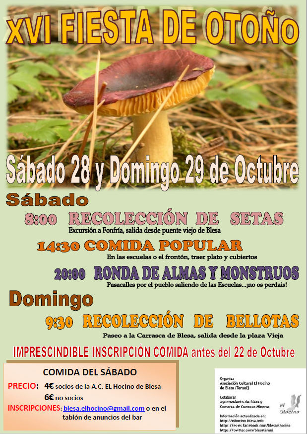 Cartel de la fiesta de otoño 2017 en Blesa (Teruel)