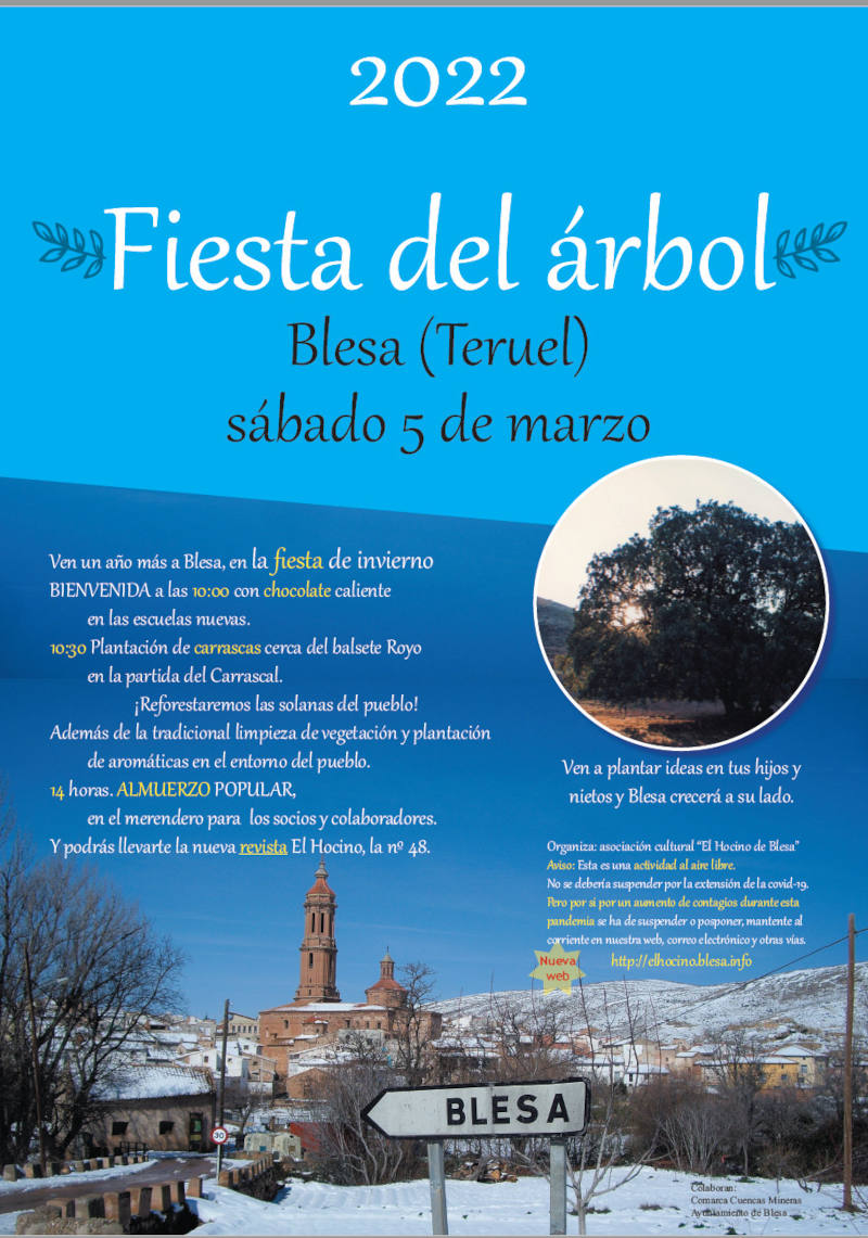 Cartel de la fiesta del árbol 2022 en Blesa (Teruel)