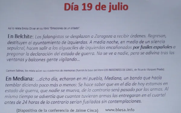 Diapositiva de la presentación de Jaime Cinca Yago en la segunda jornada de Mediana de Aragón (Campo de Belchite, Zaragoza, Aragón).