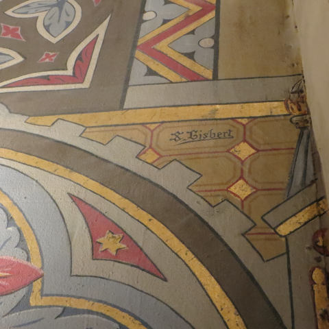 Iglesia de San Pedro (Teruel). Detalles de la decoración. Firma de Salvador Gisbert